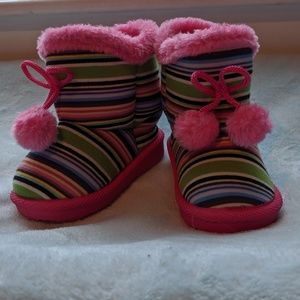Pink striped toddler boots
